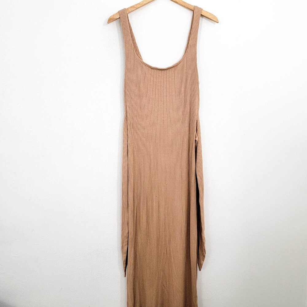 Reformation Hosby Ribbed Midi Dress in Buff Tan XL - Picture 2 of 10